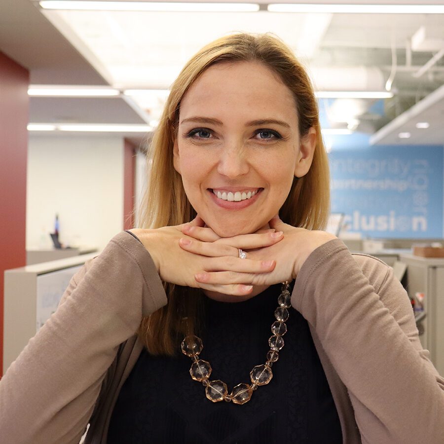 Woman smiling into the camera