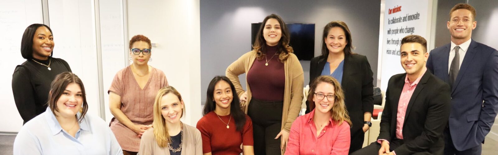Smiling group of executive search team